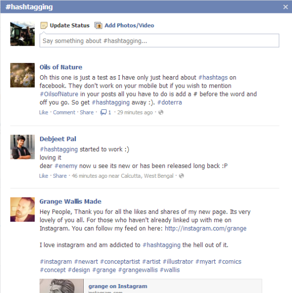 The new #hashtagging news feed on Facebook